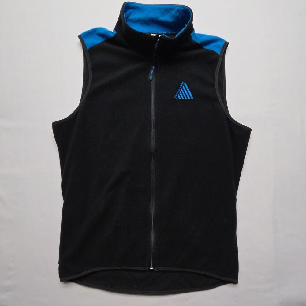 Vintage Cannondale Mens Fleece Vest Full Zip Black Blue XL Made in USA